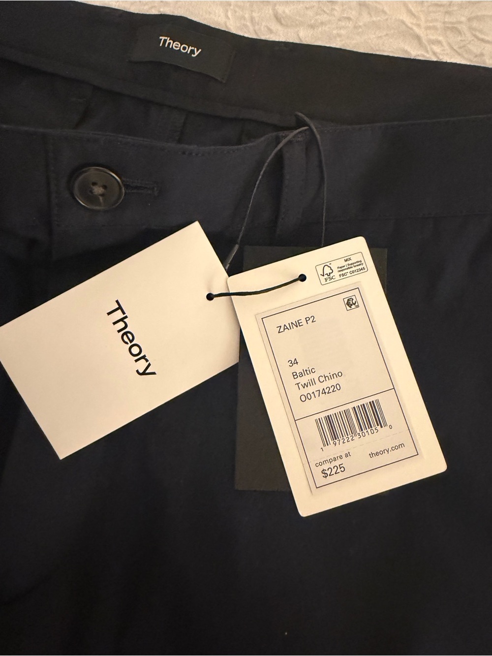Theory Men's Navy Straight Chinos - Picture 6 of 7